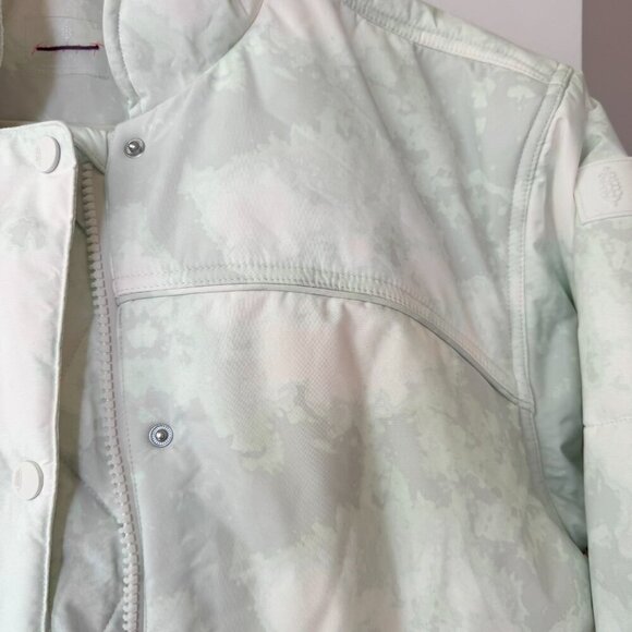 NWT Free People Bunny Slope Printed Puffer Jacket Ski Coat Green White Small - Picture 7 of 15
